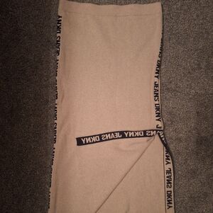 DKNY Beige Scarf with Black Trim
